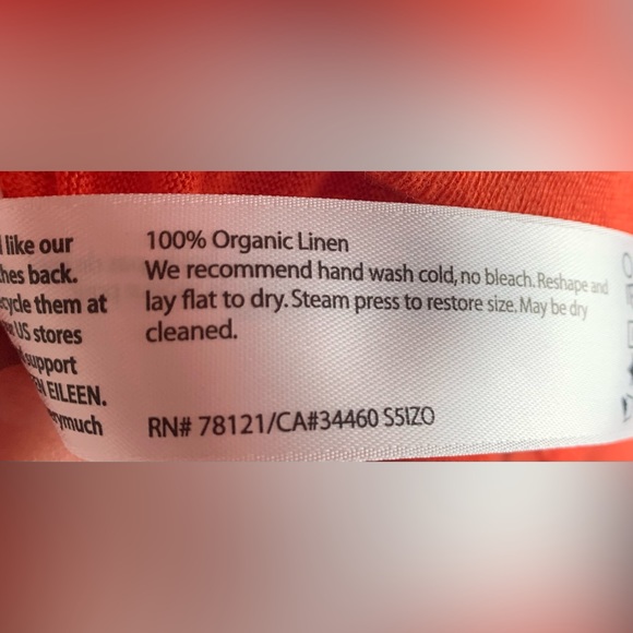 Eileen Fisher top linen v neck short sleeve oversized hi lo notched hem nubby - Picture 4 of 5